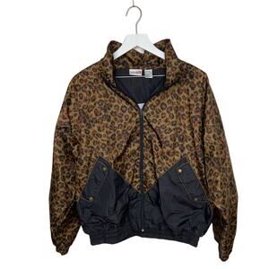 Vintage Animal Print Granny Windbreaker Jacket - Women's Size L